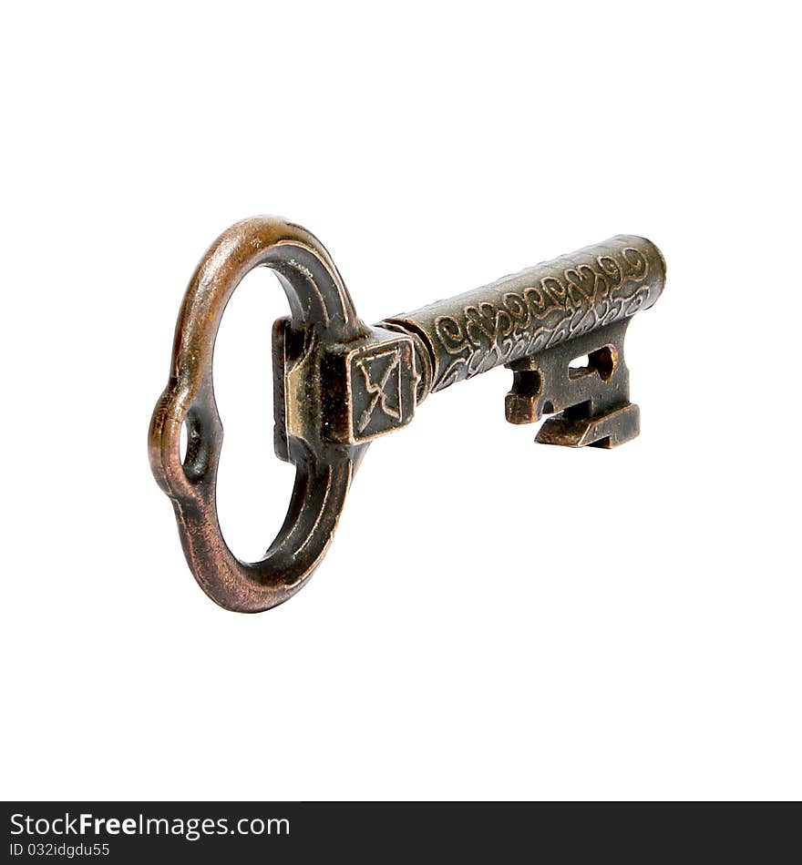 Vintage Bronze Key Isolated