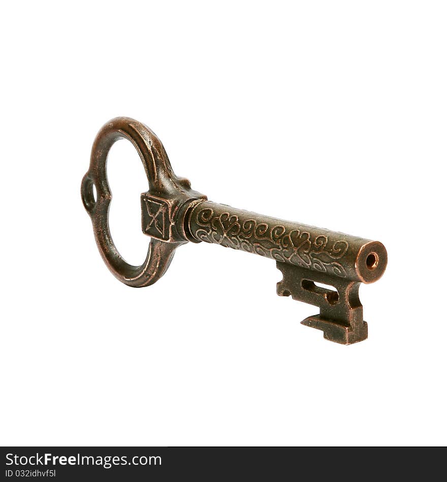 Vintage bronze key isolated