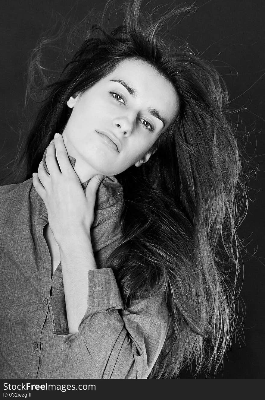 Desaturate portrait of beauty woman with luxary hairs