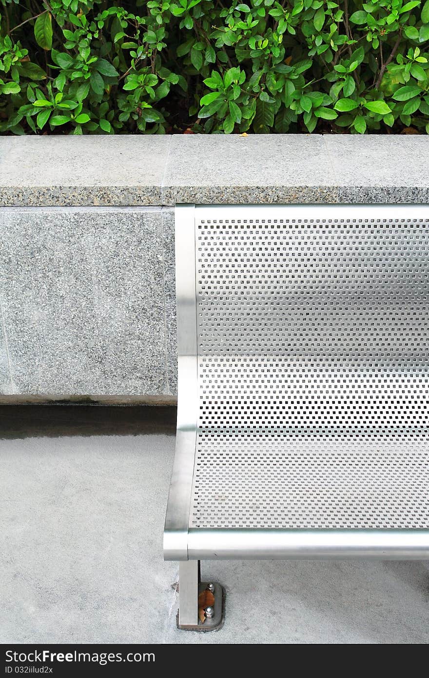 A part of stainless bench in park