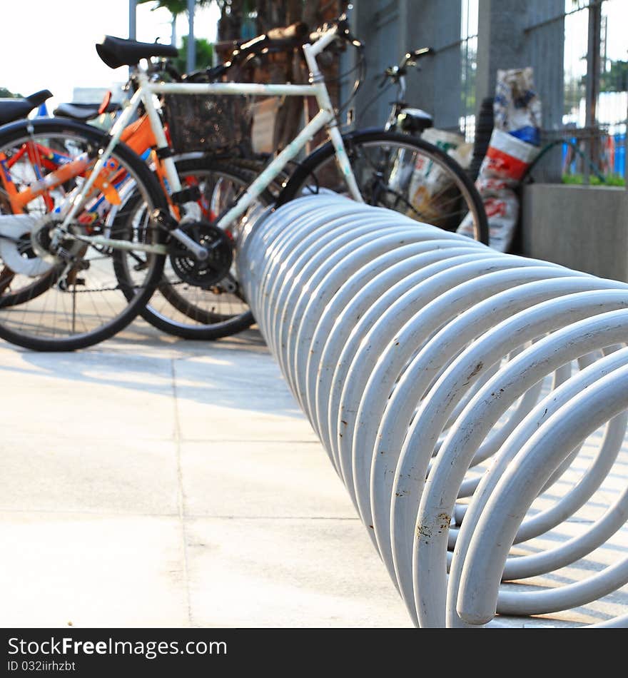 Bicycle parking in park of Thailand