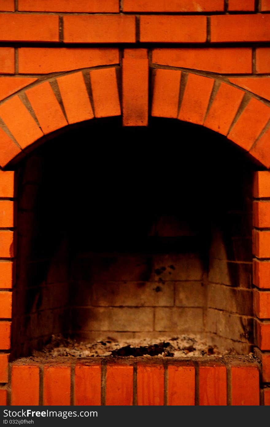 Fireplace close up red brick