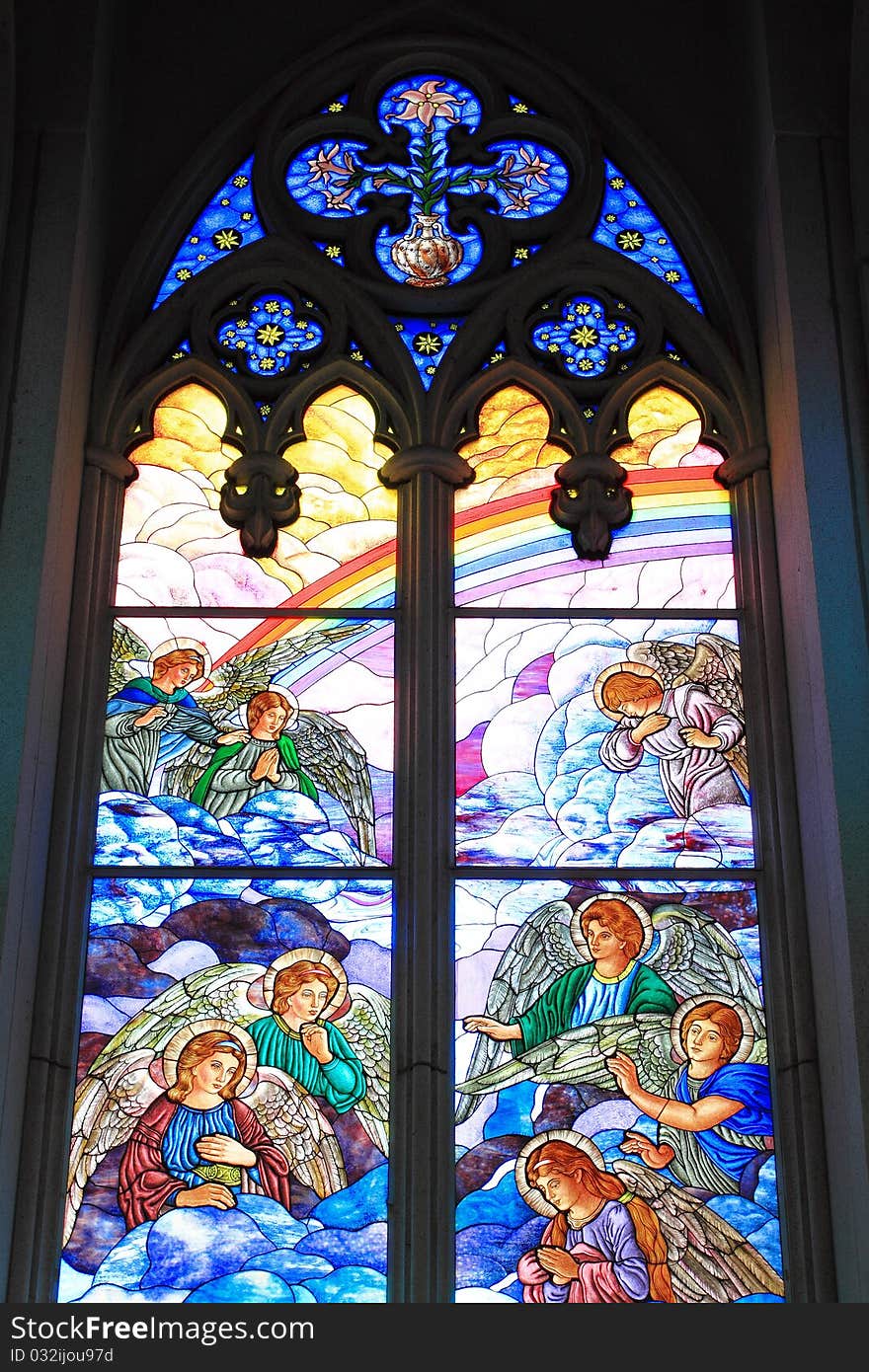 Colorful glass window in a church