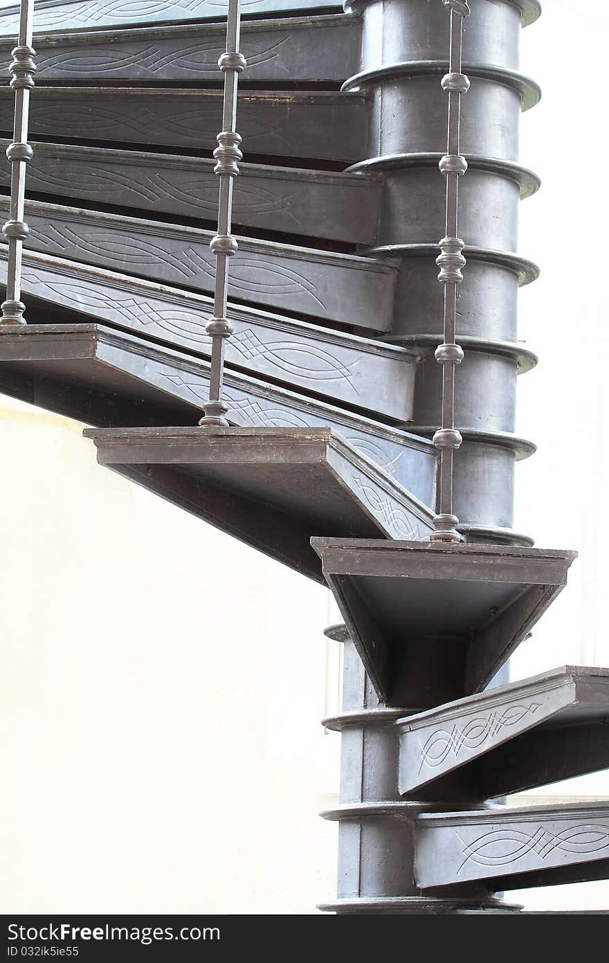 Black spiral staircase in office building,Thailand