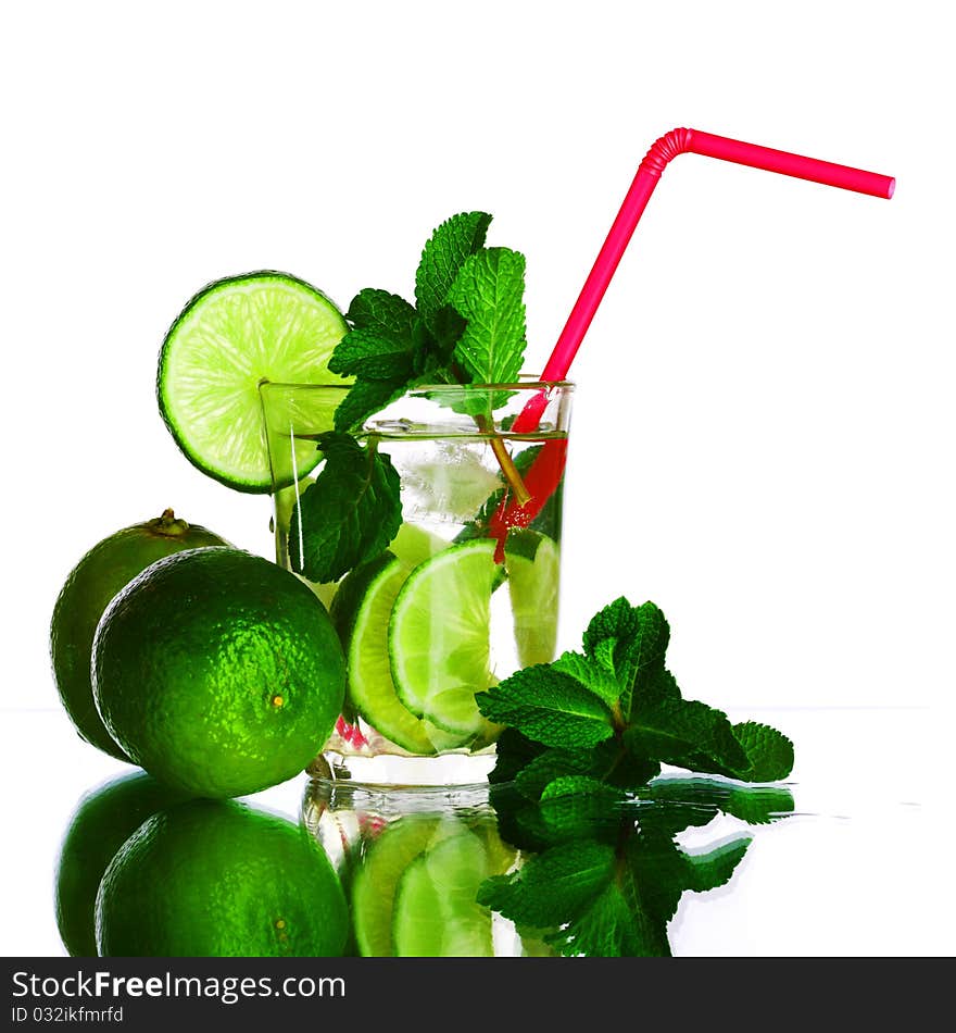 Mojito isolated on white close up. Mojito isolated on white close up