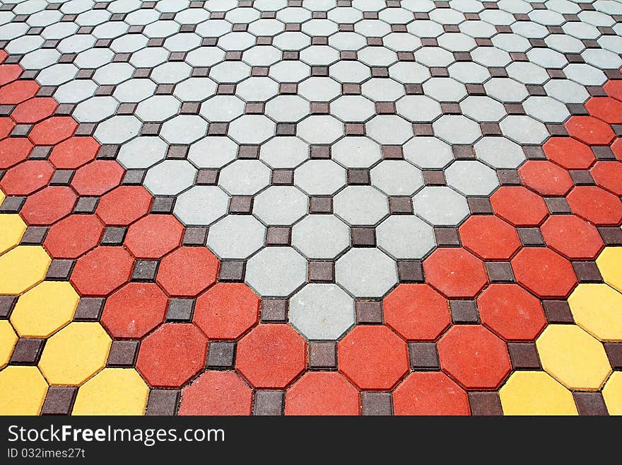 Colorful pavement pattern walkway in Thailand