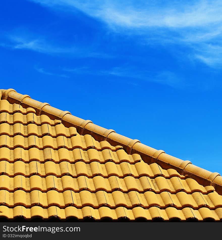 Roof pattern and blue sky in Thailand