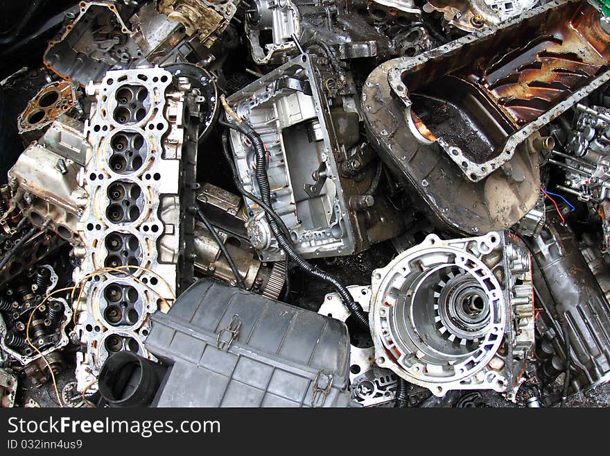 Part of car engine in the second hand market