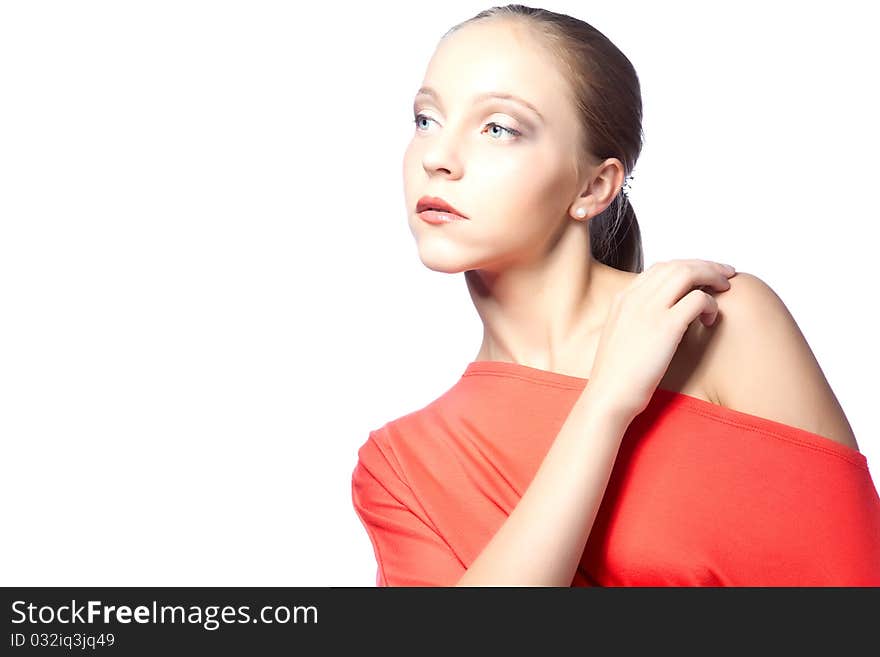 Woman On White Background