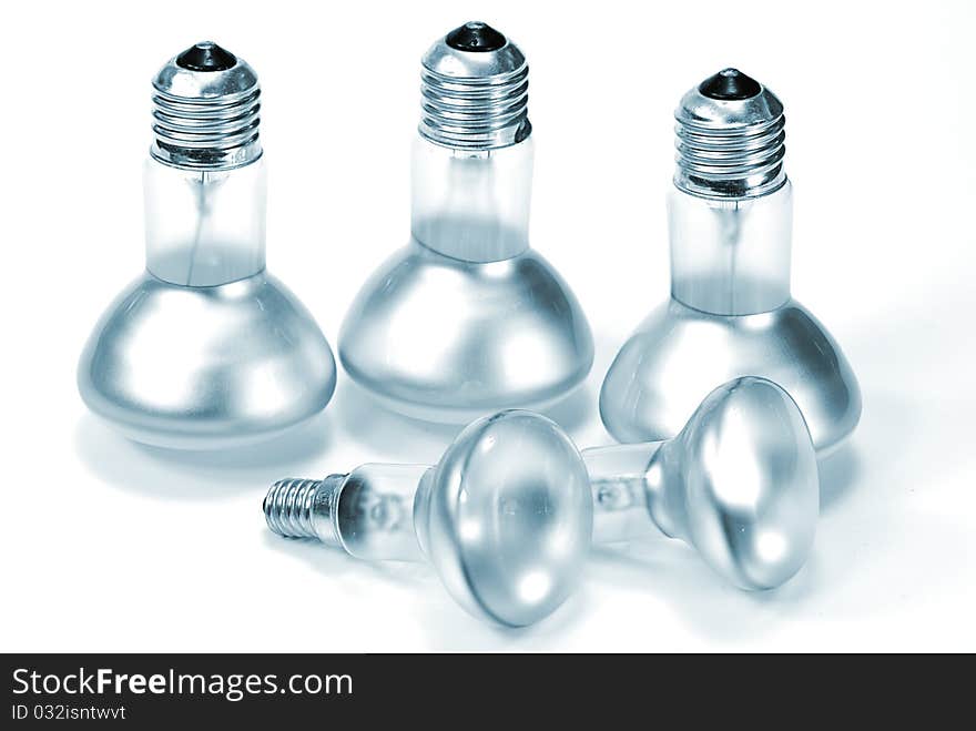 A light bulb on the white background