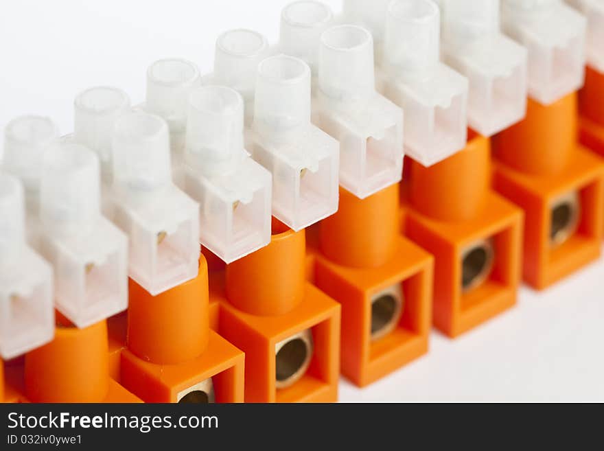 Electronic components on a white background.