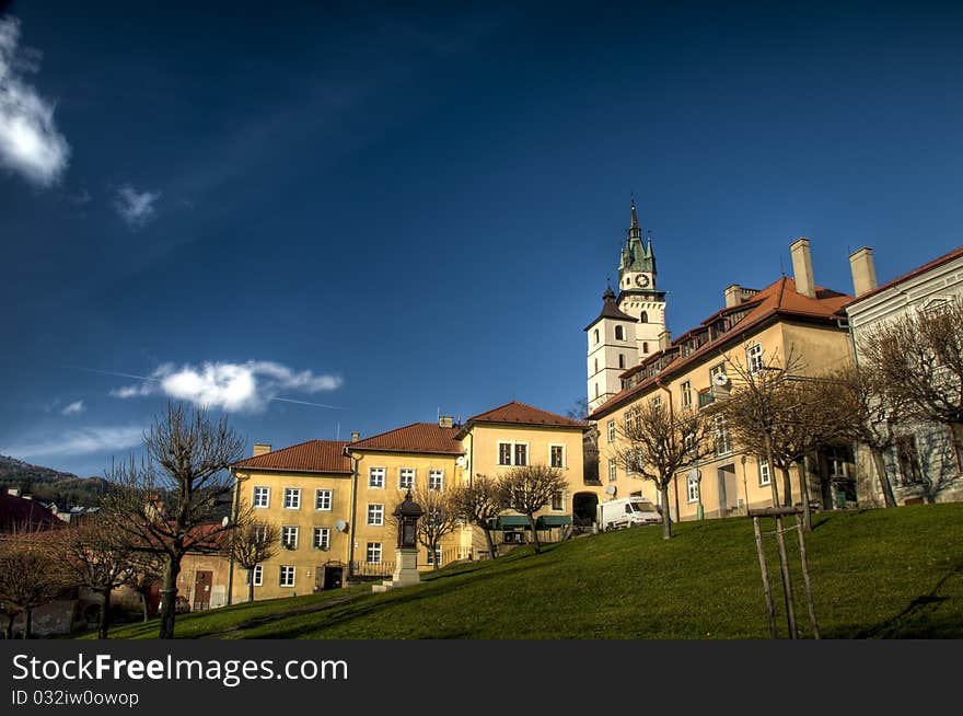 The main square of city Kremnica, Slovakia