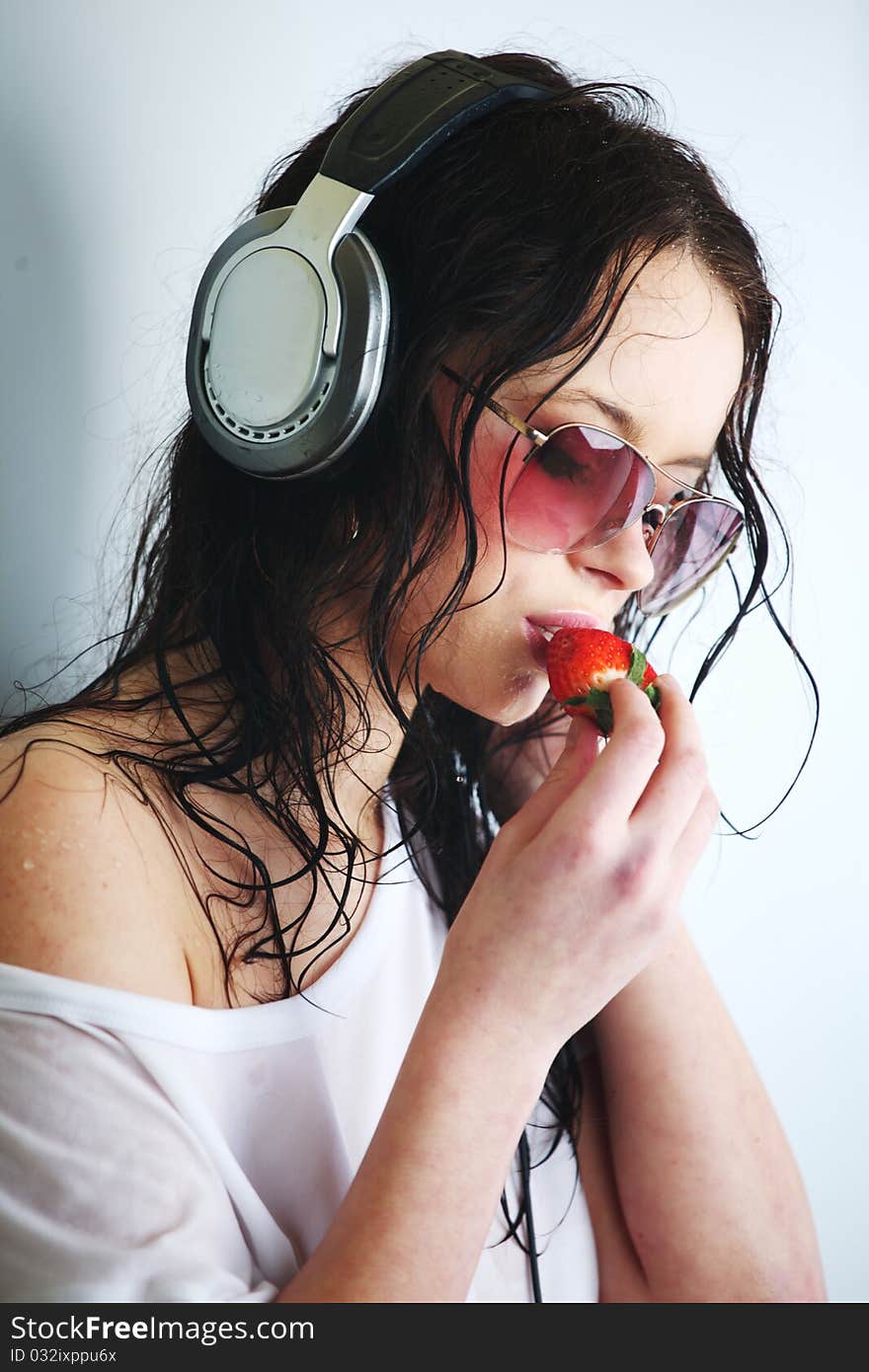 Woman in phones