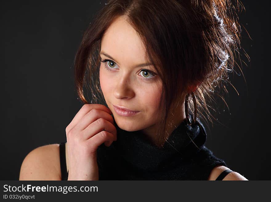 Close up brew woman portrait