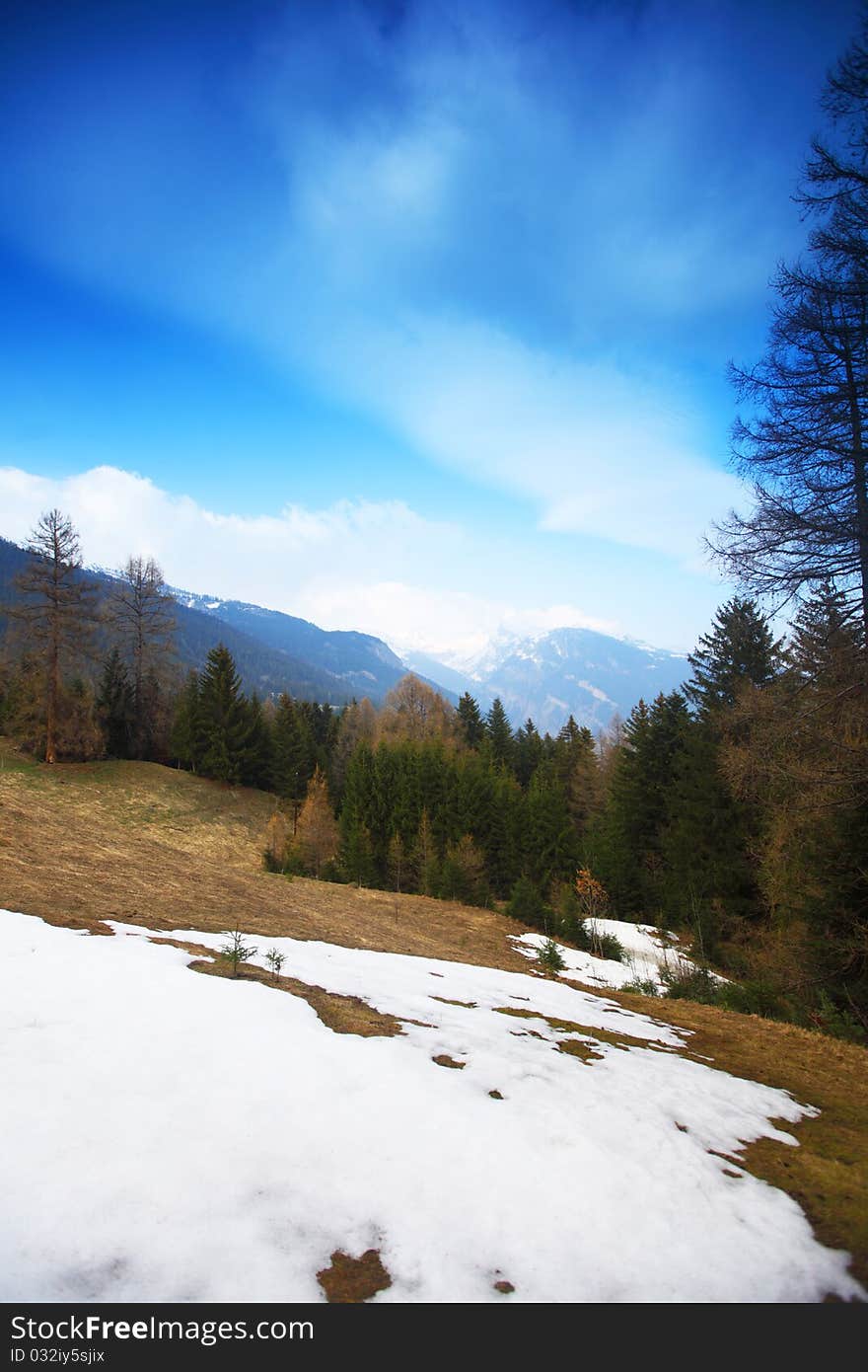 Spring alps mountains scene background