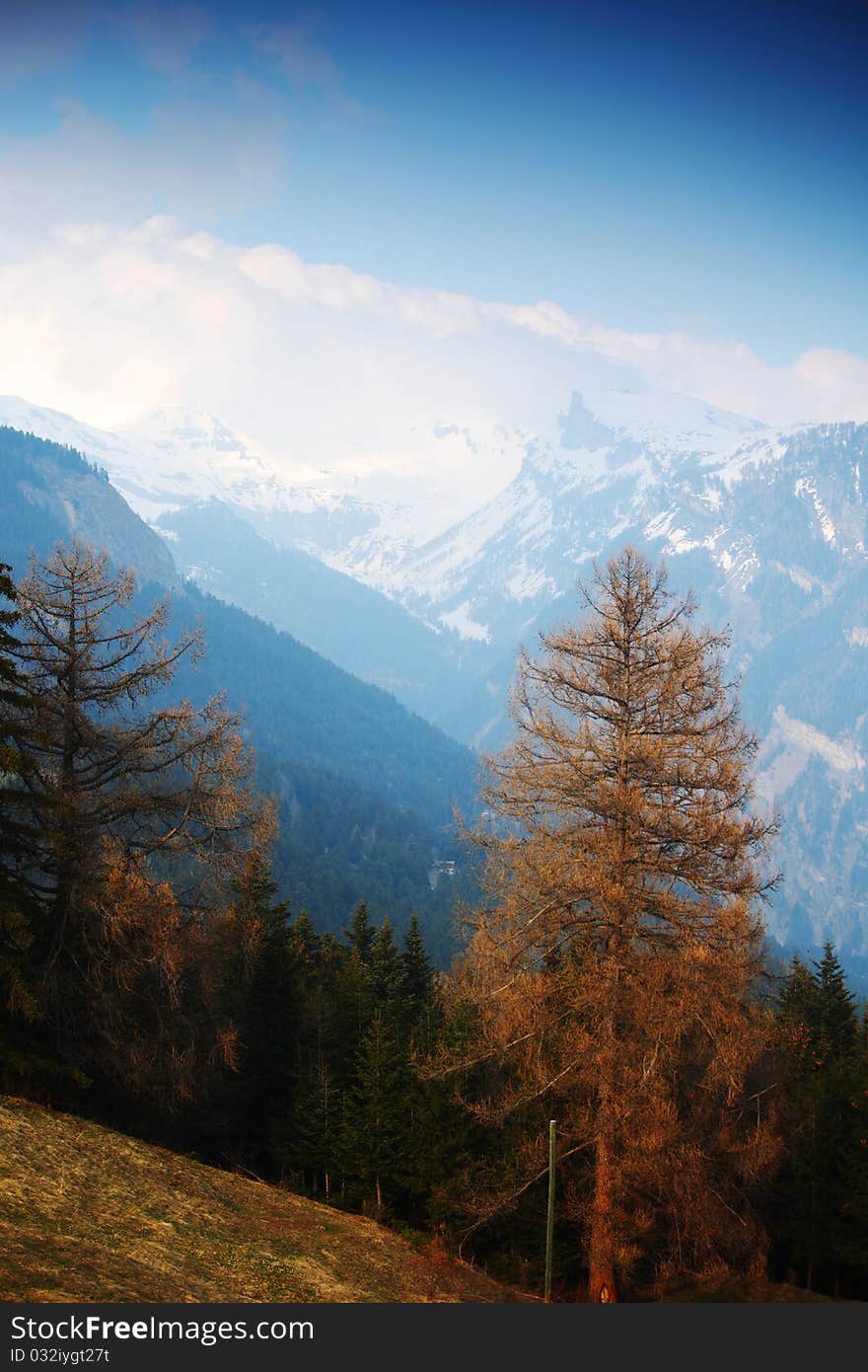 Spring alps mountains scene background