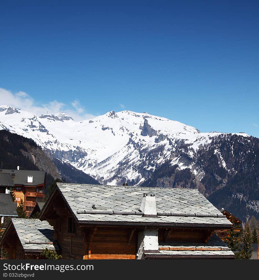 Chalet in mountains