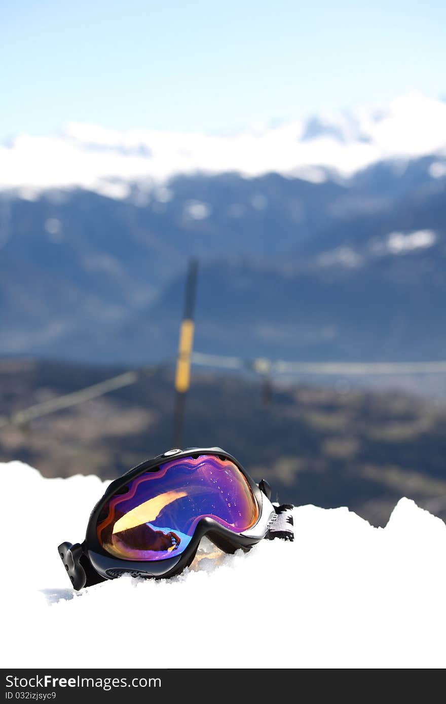 Snowboard mask in the mountains