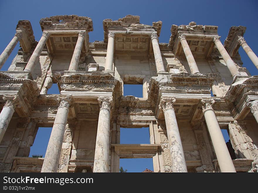 Ancient Roman columns the Library of Celsius