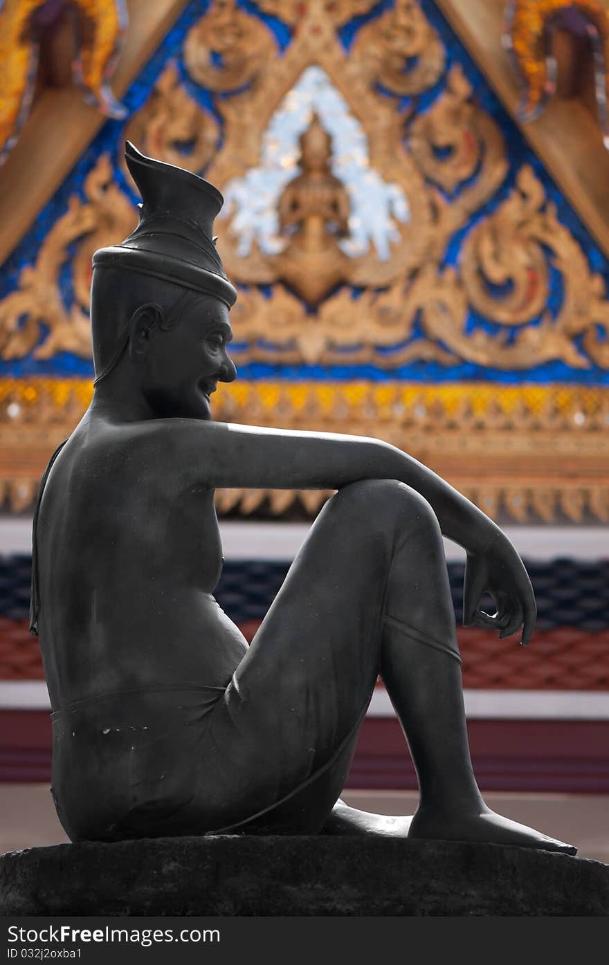 Statue of hermit located in front of temple, wat phra keaw, Bangkok Thailand