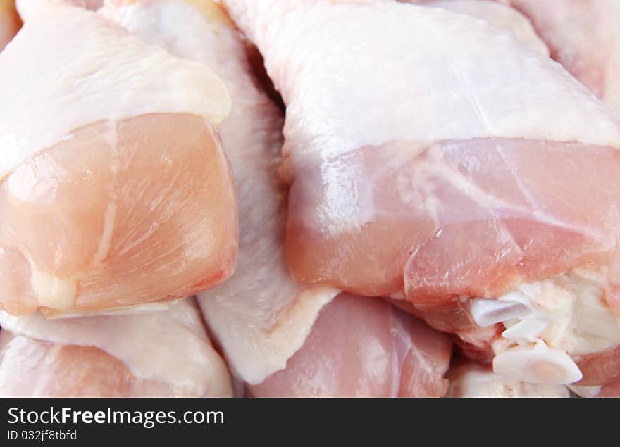 Raw chicken legs close up