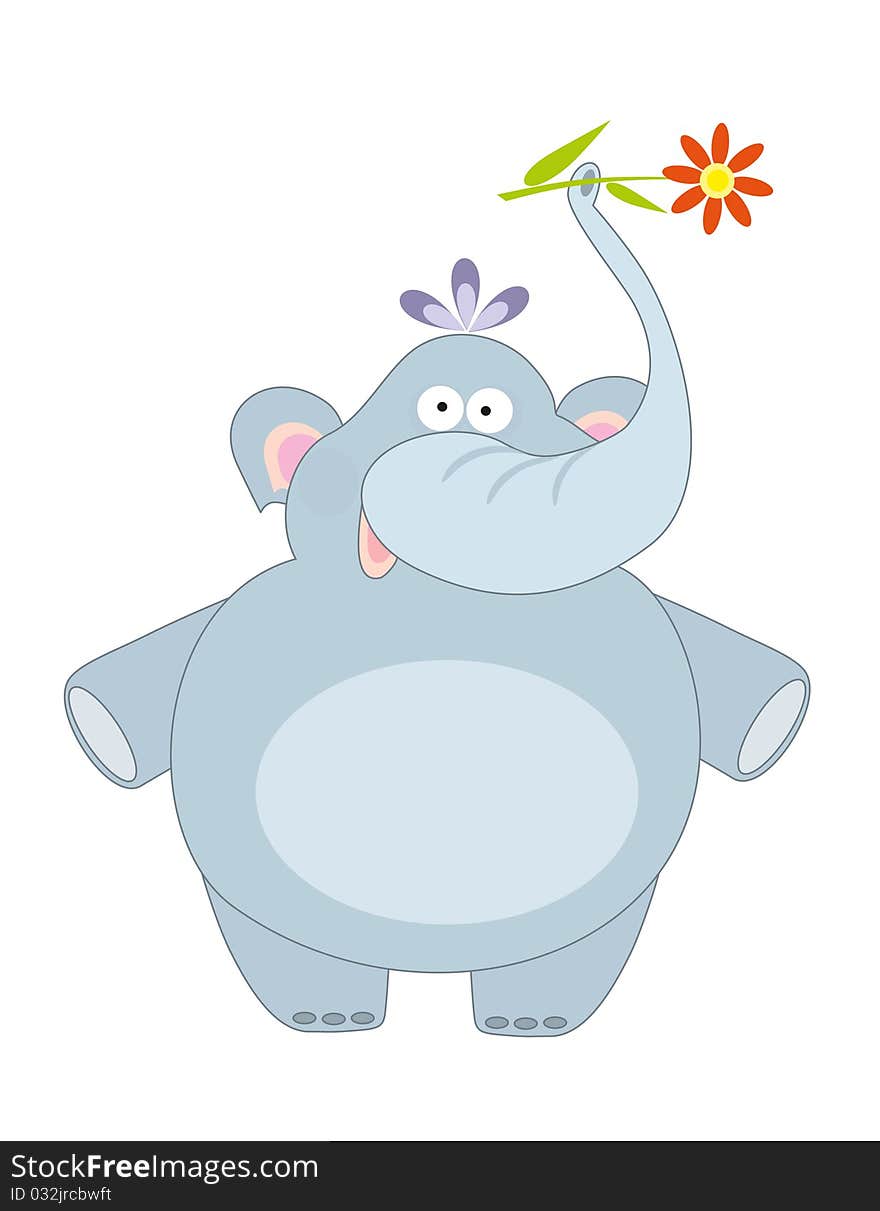 Big blue elephant and flower