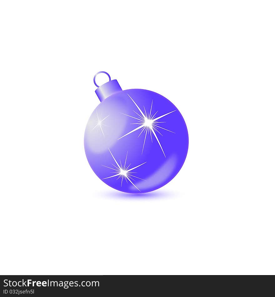 Blue New Year's ball on a white background, vector illustration, eps10