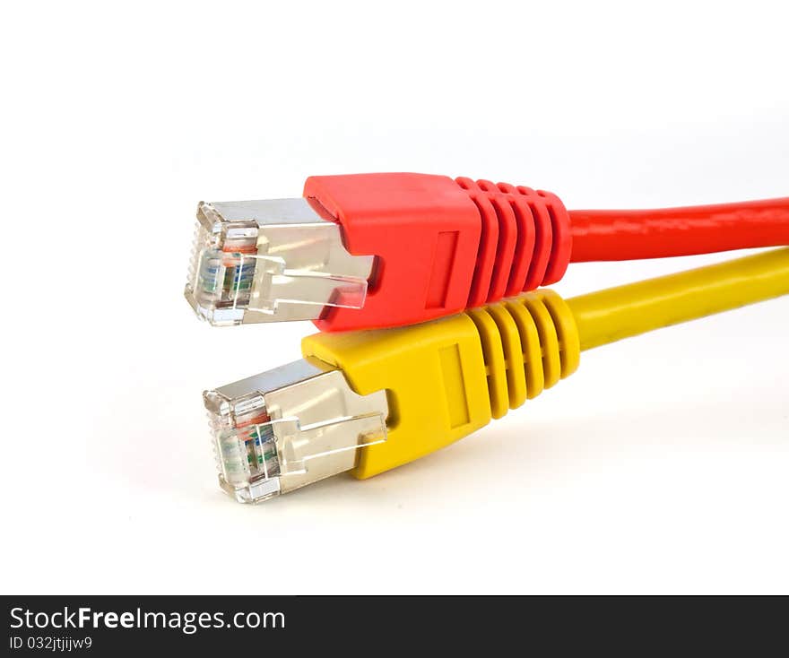 Ethernet cable on white background