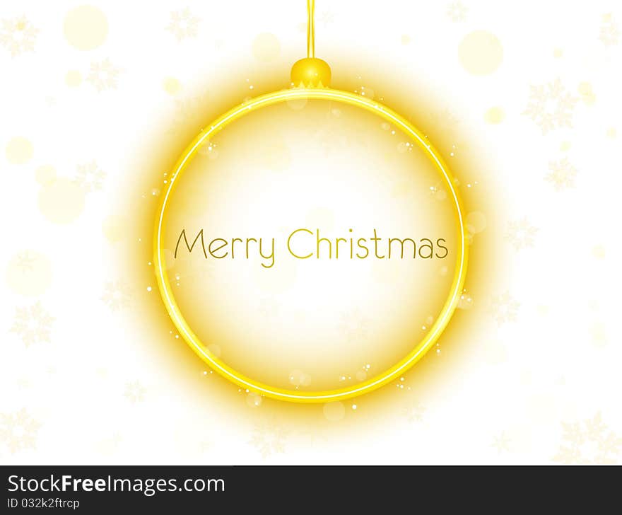 Golden Neon Christmas Ball on White Background. Golden Neon Christmas Ball on White Background