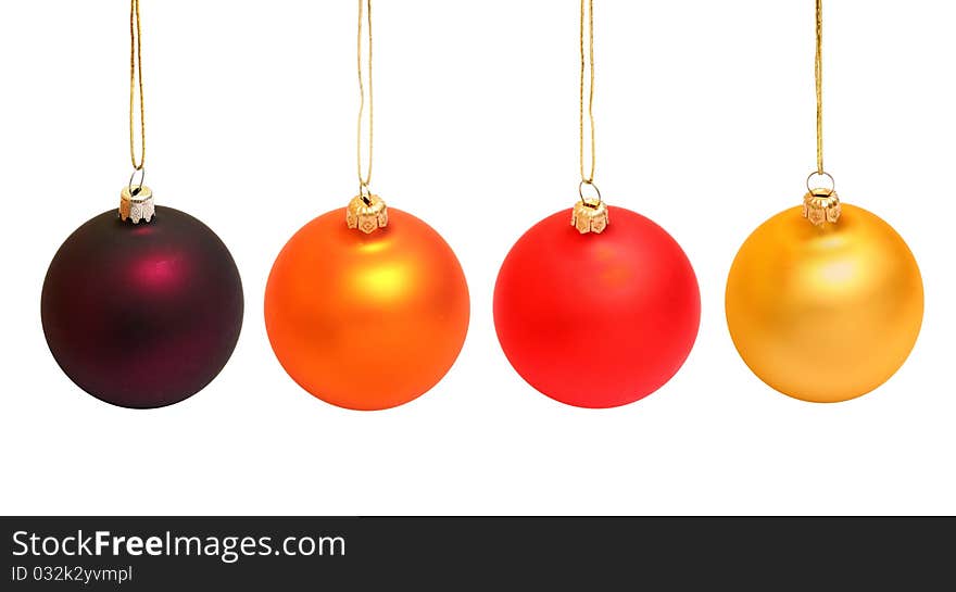 Set of color christmas baubles isolated on white