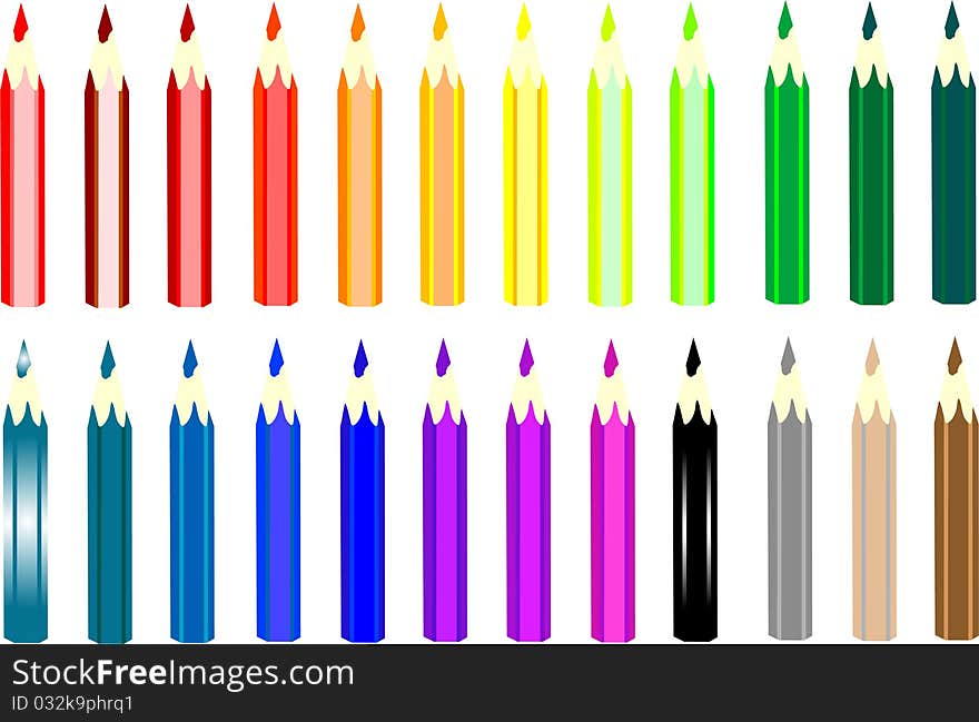 Colored pencils isolated on a white background. Colored pencils isolated on a white background