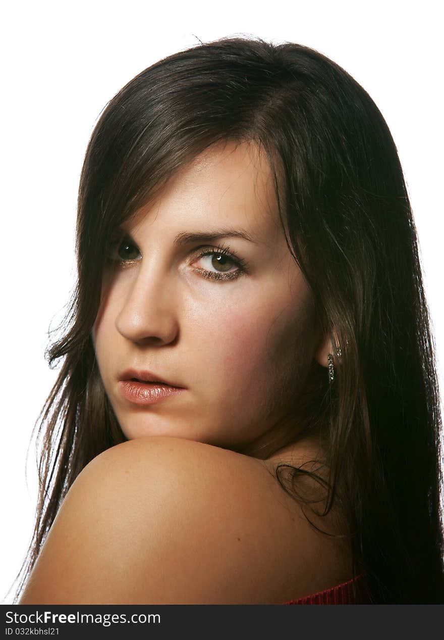 Portrait of the young beautiful girl, it is isolated on a white background