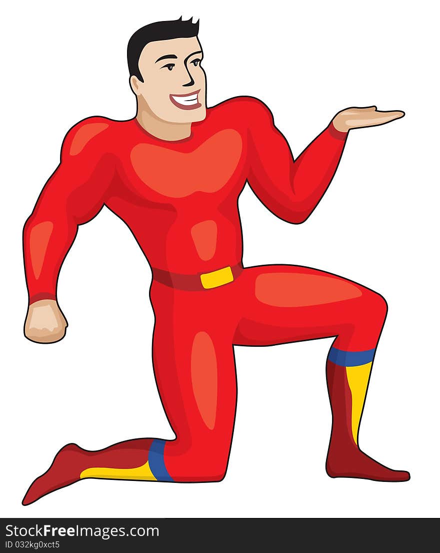 Strong Super Hero with giving hand. Vector illustration. Strong Super Hero with giving hand. Vector illustration.