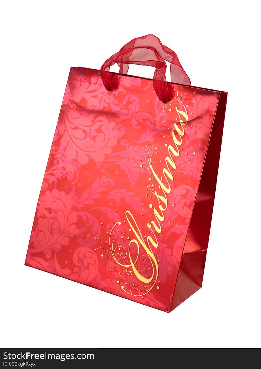 A gift bag isolated against a white background