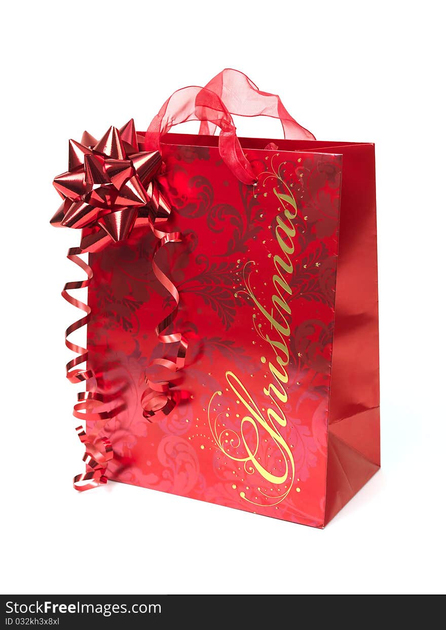 A gift bag isolated against a white background