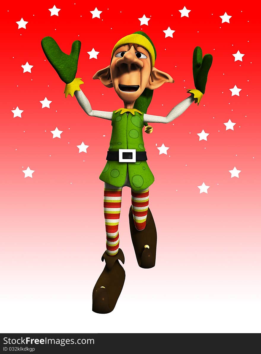 A happy jumping Elf for the Christmas holidays.