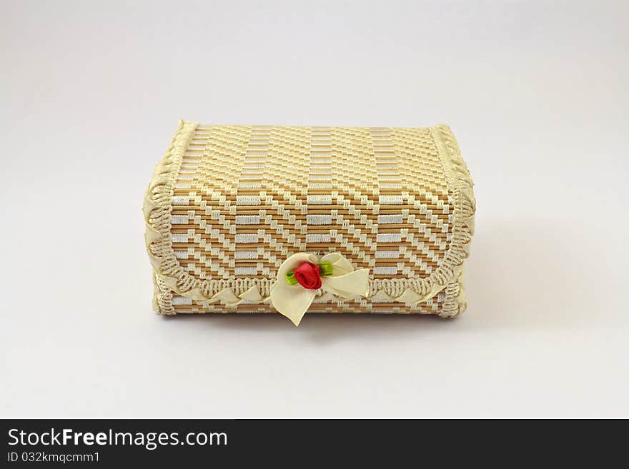 Box bamboo handmade have redrose and ribbon. Box bamboo handmade have redrose and ribbon