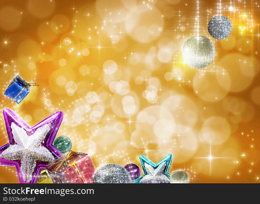 Christmas ribbon on boke background. Christmas ribbon on boke background