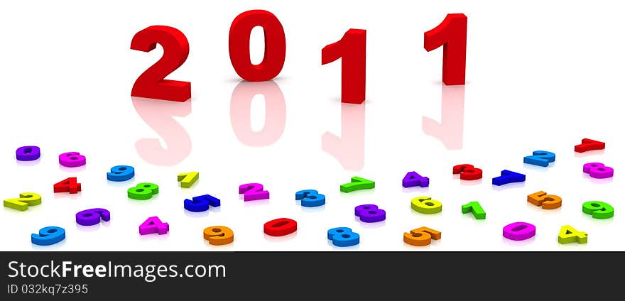 Illustration of 2011 on white background, with colorful numbers in the front. Illustration of 2011 on white background, with colorful numbers in the front