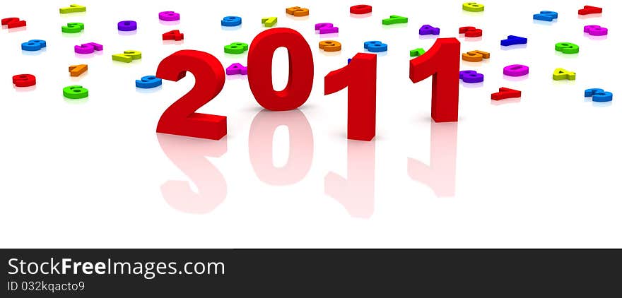 Illustration of 2011 on white background, with colorful numbers. Illustration of 2011 on white background, with colorful numbers