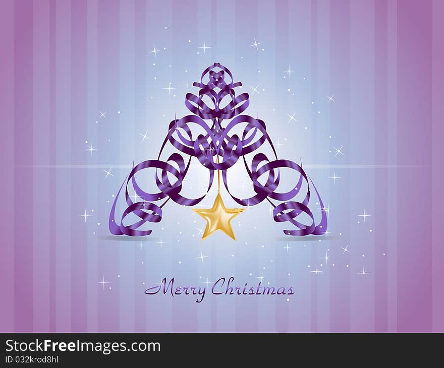 A Beautiful creative christmas card with ribbons & star. A Beautiful creative christmas card with ribbons & star