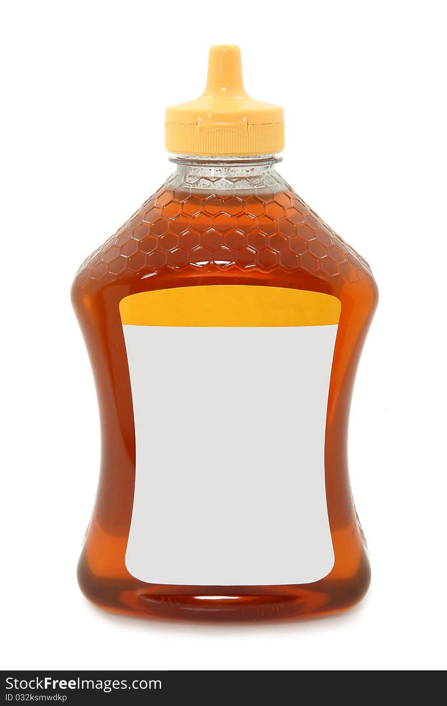 Isolated Honey Bottle On White Background