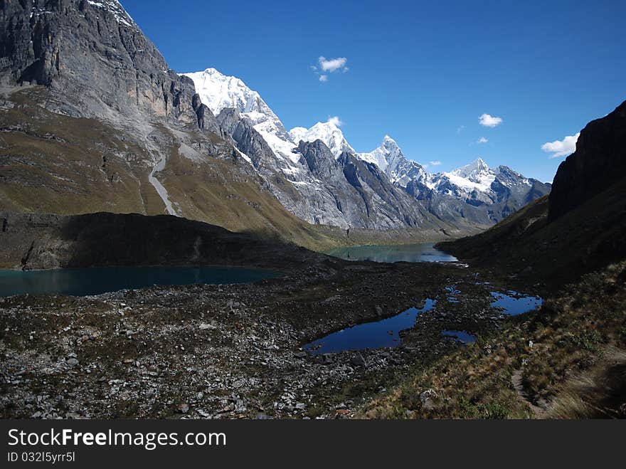 Snow peaks and mountains