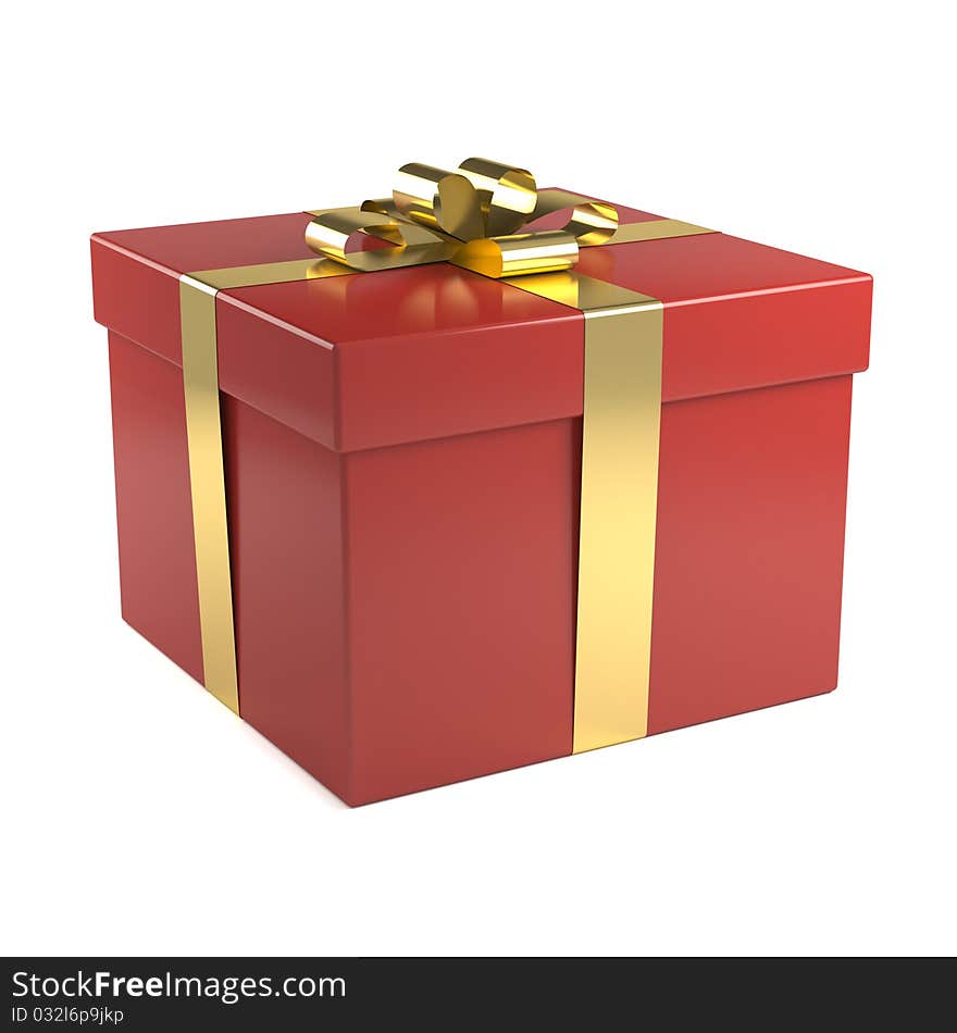 Red Gift Box With Golden Ribbon