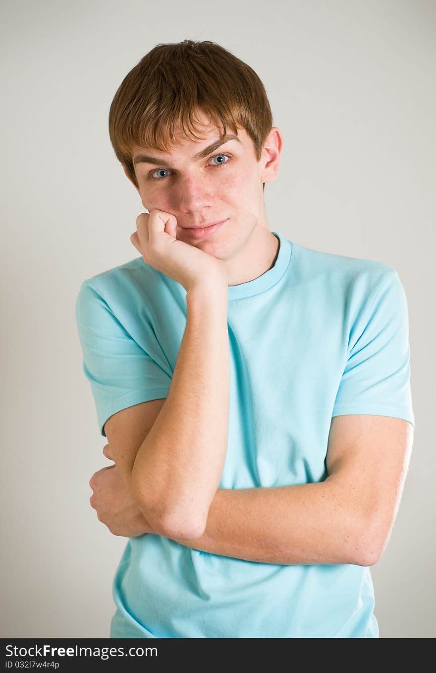 Man portait on grey background. Man portait on grey background