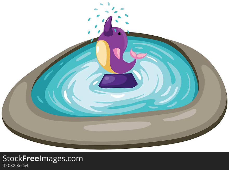 Illustration of isolated dolphin fountain on white