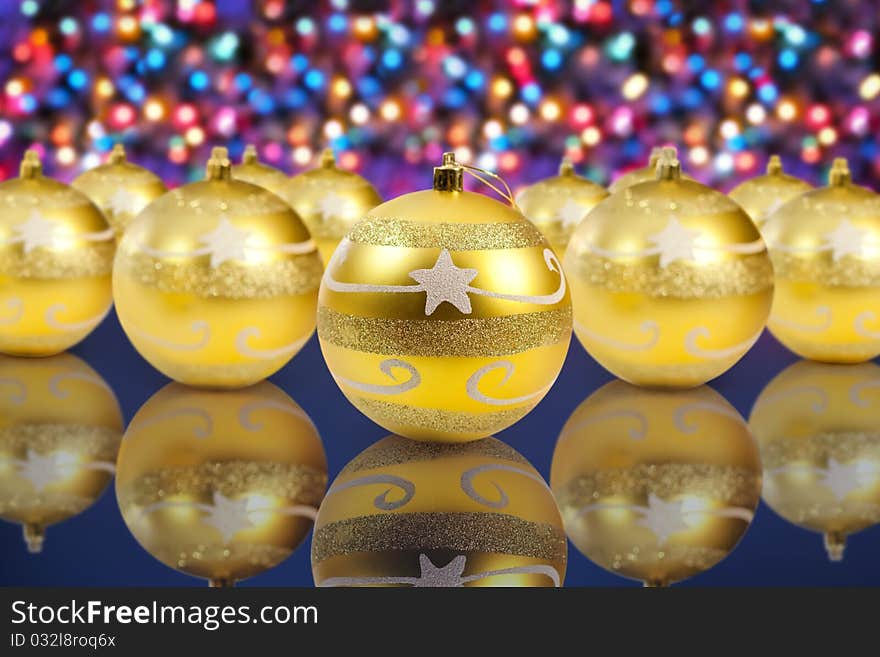 Golden christmas decoration balls