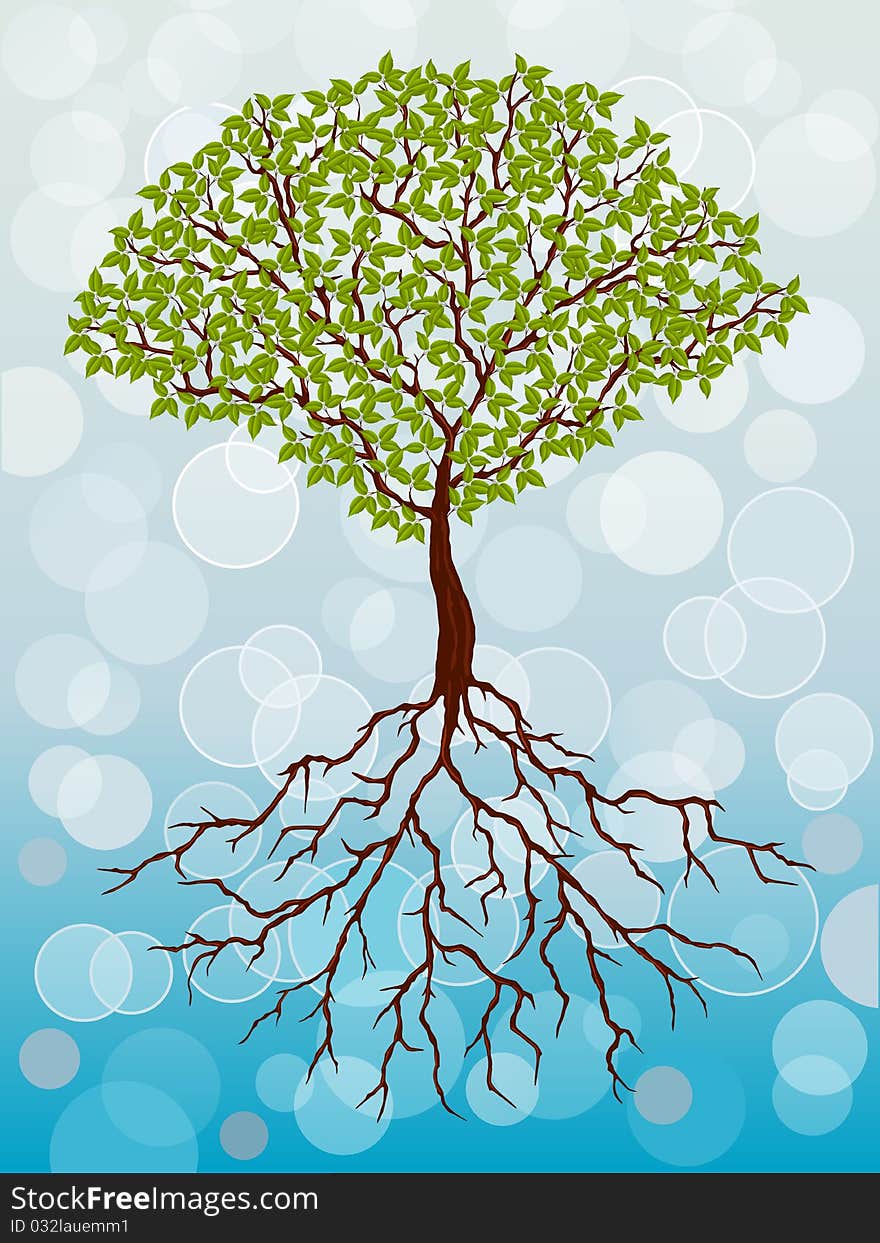 Abstract background with a tree. Vector illustration.