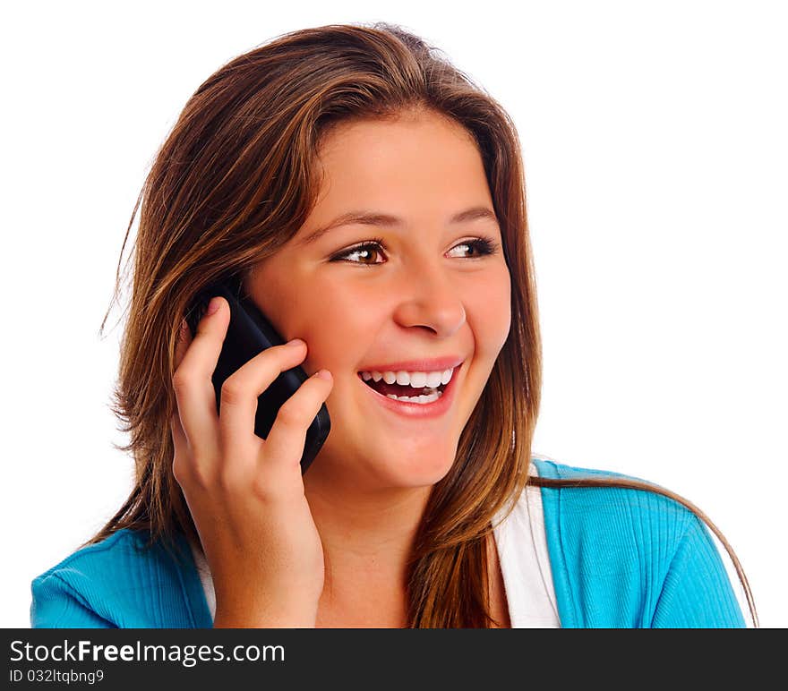 Pretty teen on phone