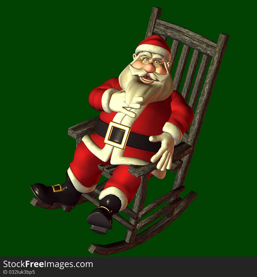 3d rendering of Santa Claus in the swinging chair. 3d rendering of Santa Claus in the swinging chair